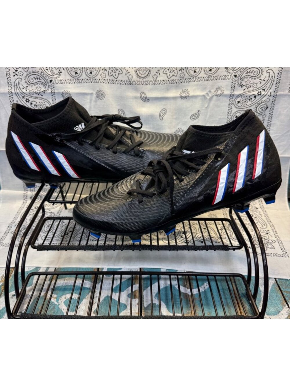 New Adidas Predator Edge .3 FG Black Blue Soccer Cleats Boots GV9856 Men Size 10